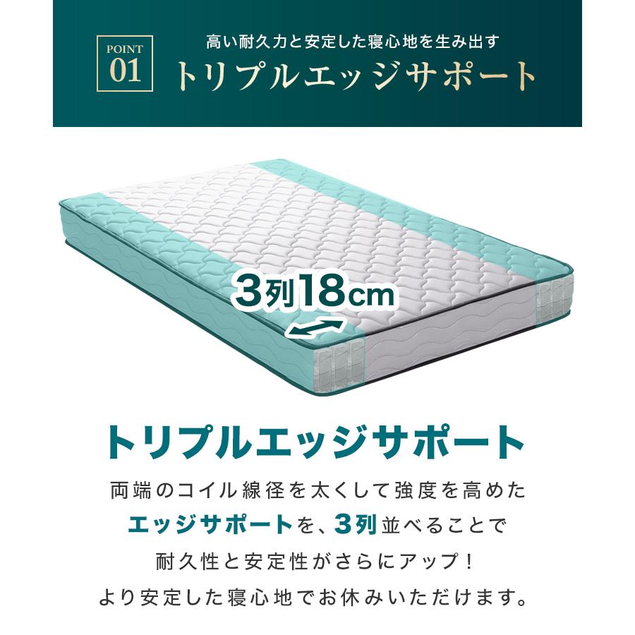 マットレス セミシングル ポケットコイル 20cm 腰痛 エッジサポート ベッドマットレス  硬め スプリングマットレス 寝具 体圧分散 ウレタン メッシュ WEIMALL | WEIMALL | 05