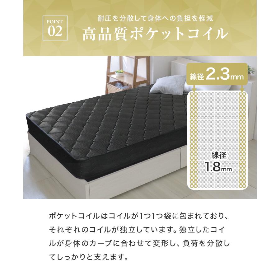 ポケットコイルマットレス (セミダブル) 線径2.3m 厚さ20cm グレー ポケットコイルマットレス (セミダブル) 線径2.3m 厚さ20cm グレー