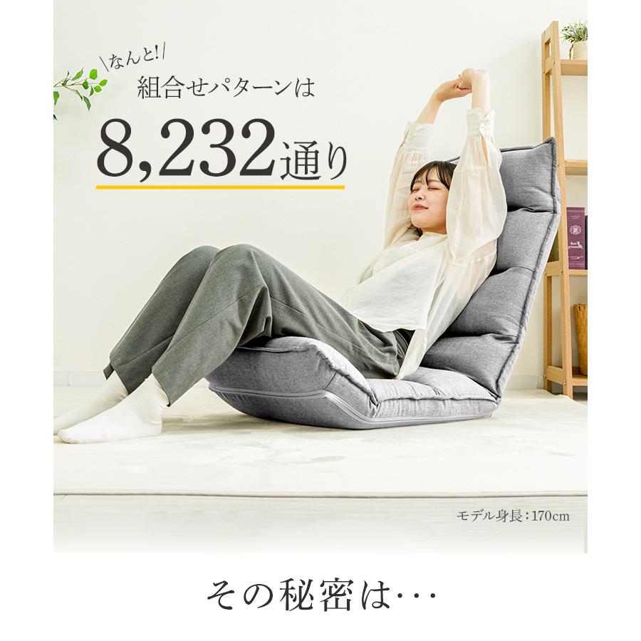 座椅子 1人掛け ハイバック おしゃれ 座椅子 42段階リクライニング86cm フリーロック 3点可動式 低反発ウレタン フロアチェア | WEIMALL | 08