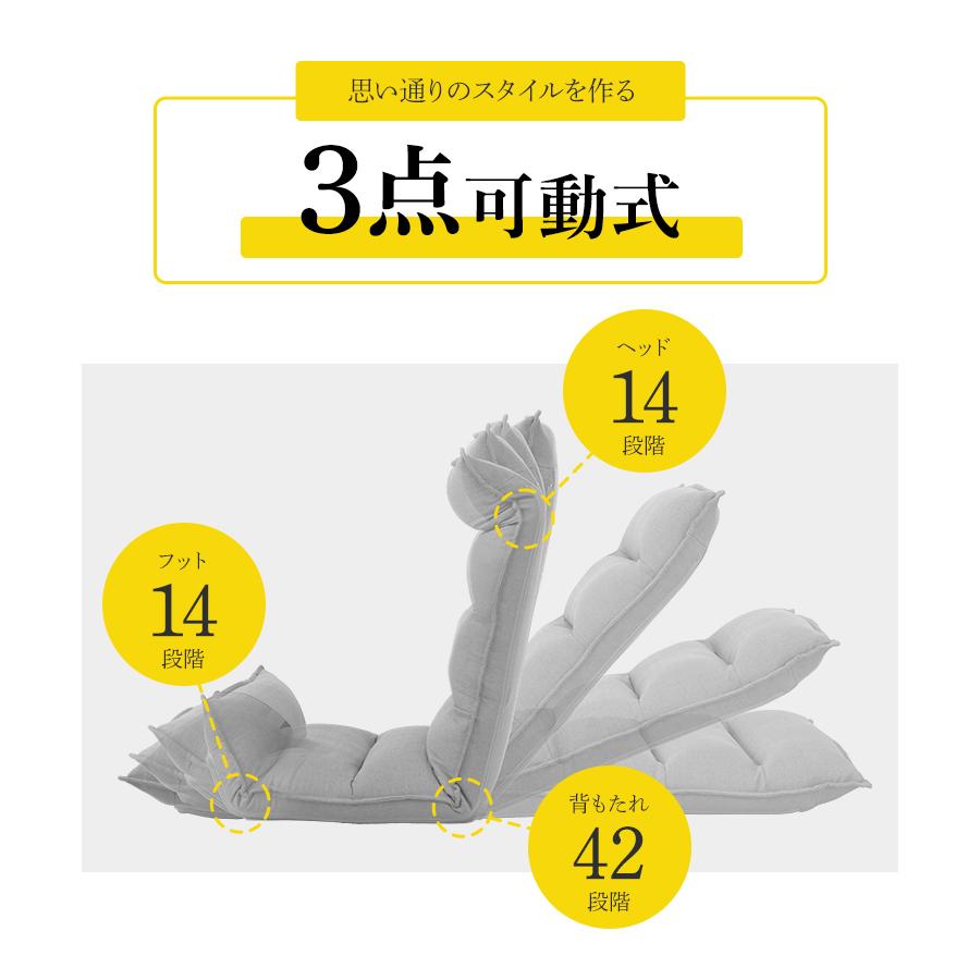 座椅子 1人掛け ハイバック おしゃれ 座椅子 42段階リクライニング86cm フリーロック 3点可動式 低反発ウレタン フロアチェア | WEIMALL | 10