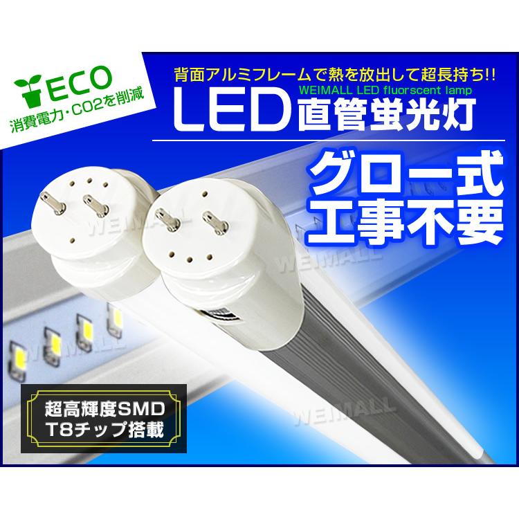 LED蛍光灯 直管 20W形 2本セット 58cm グロー式器具工事不要 昼光色 1年保証付  直管蛍光灯 蛍光灯 LED 直管LED蛍光灯 エコ 長寿命 耐衝撃性 省エネ｜weimall｜02