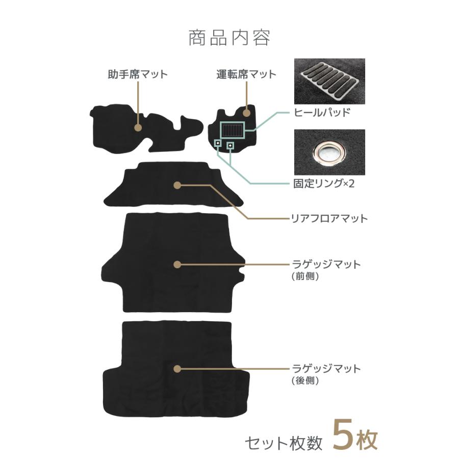 フロアマット 200系 ハイエース TRH200 カーマット 黒 5Pセット 車