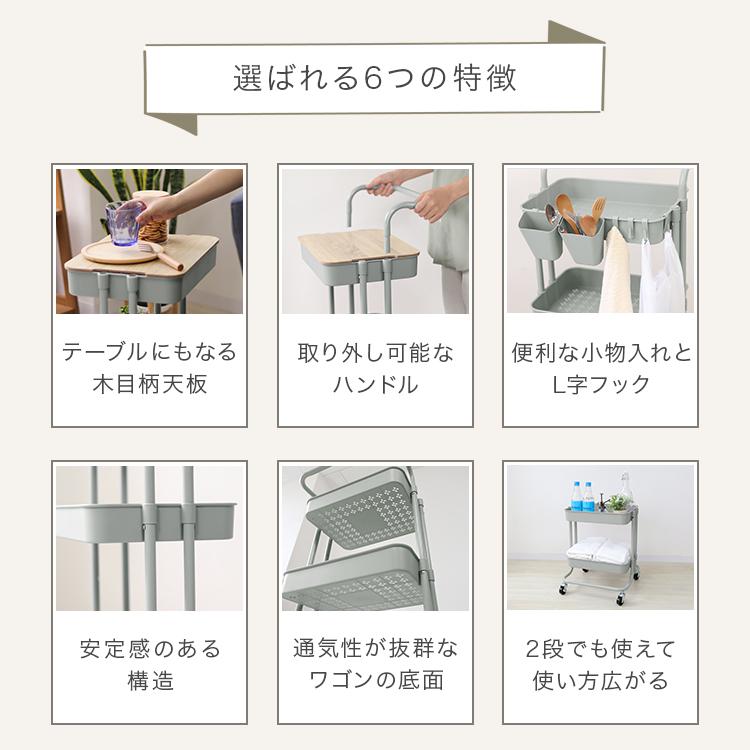 キッチンワゴン キャスター付き 3段 天板 ラック バスケットトローリー 収納 おしゃれ ハンドル付き カート 高さ調節 キッチン収納 隙間収納 鍋置き WEIMALL | WEIMALL | 07