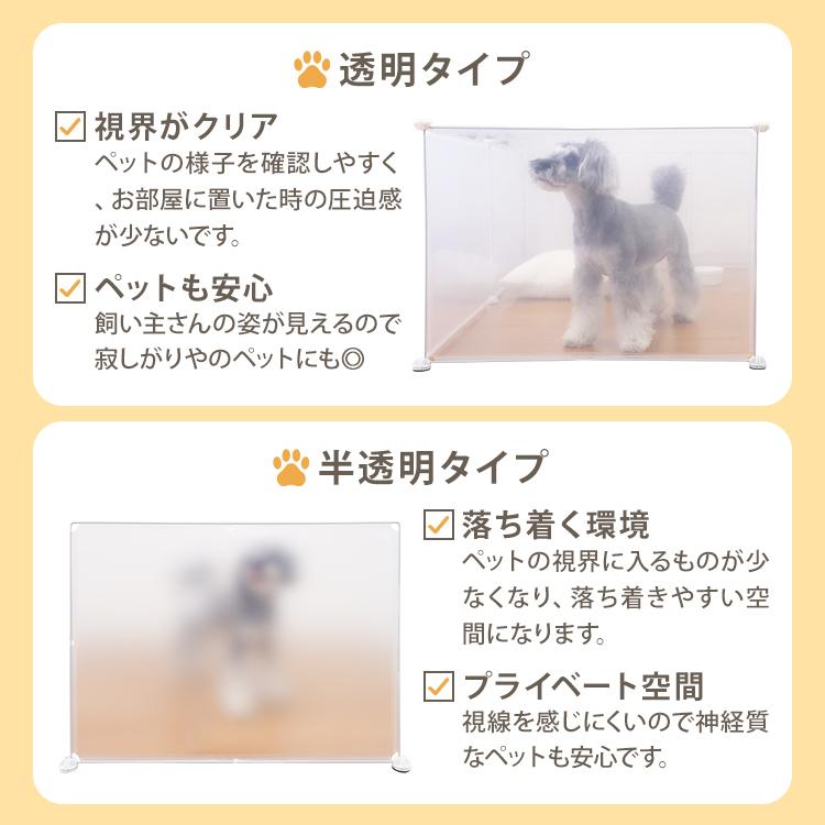 ペットフェンス 犬用 ペットサークル ドア付き 13枚 50×70cm ペットケージフェンス ケージ 置くだけ 半透明 透明 室内 屋外 多頭飼い ペット用 小型犬 中型犬 | WEIMALL | 06