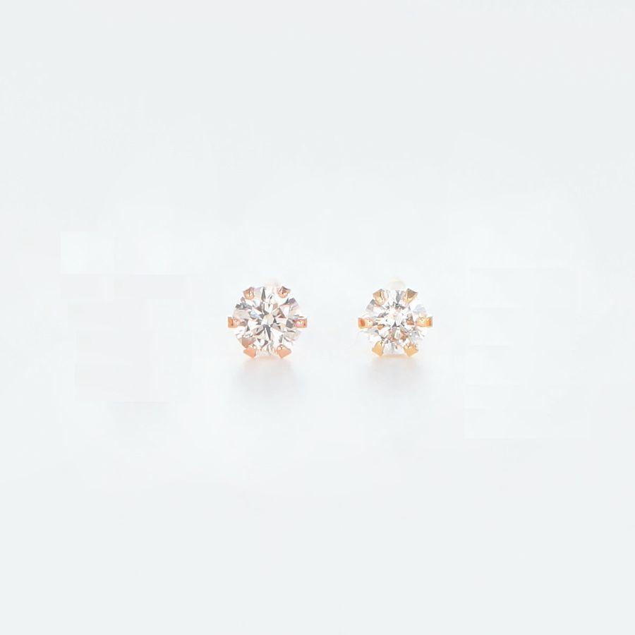 PG ダイヤモンド ピアス 片耳 レディース K18 一粒 0.05カラット 18金