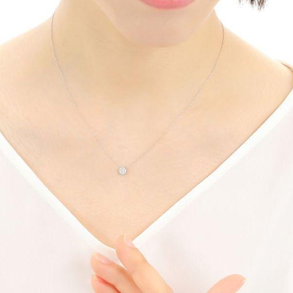ダイヤモンド ネックレス プラチナ K18 ハート＆キューピッドダイヤモンド鑑別カード付き フラワー 0.15カラット | DAIYA（ゴルフ用品、日用品） | 14