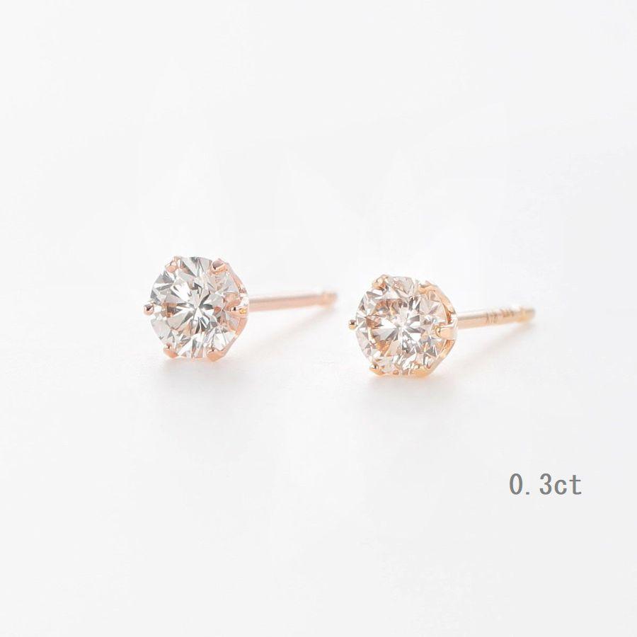 K18 天然ダイヤモンド ピアス 計0.34カラット ダイヤモンド K18ピアス(計0.4カラット/スタッド/4月誕生石