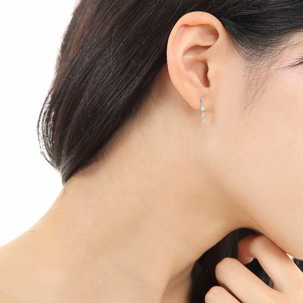 プラチナ ダイヤモンド ピアス 0.3ct スリーストーン 揺れる PT900 6本爪 ブラピアス レディース | DAIYA（ゴルフ用品、日用品） | 08