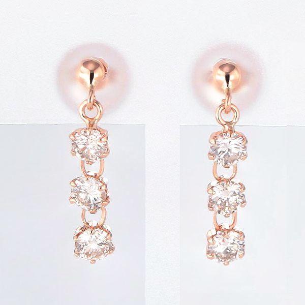 ダイヤモンド ピアス K18 0.5カラット レディース ダイヤピアス スリーストーン 50代 40代 普段使い 記念日 誕生日 プレゼント | PG（ファッション） | 07