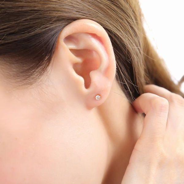 ダイヤモンド ピアス 片耳 レディース K18 イエローゴールド ピンクゴールド 一粒 0.08カラット 18金 ダイヤモンド シンプル 普段使い 記念日 誕生日 プレゼント | PG（ファッション） | 16