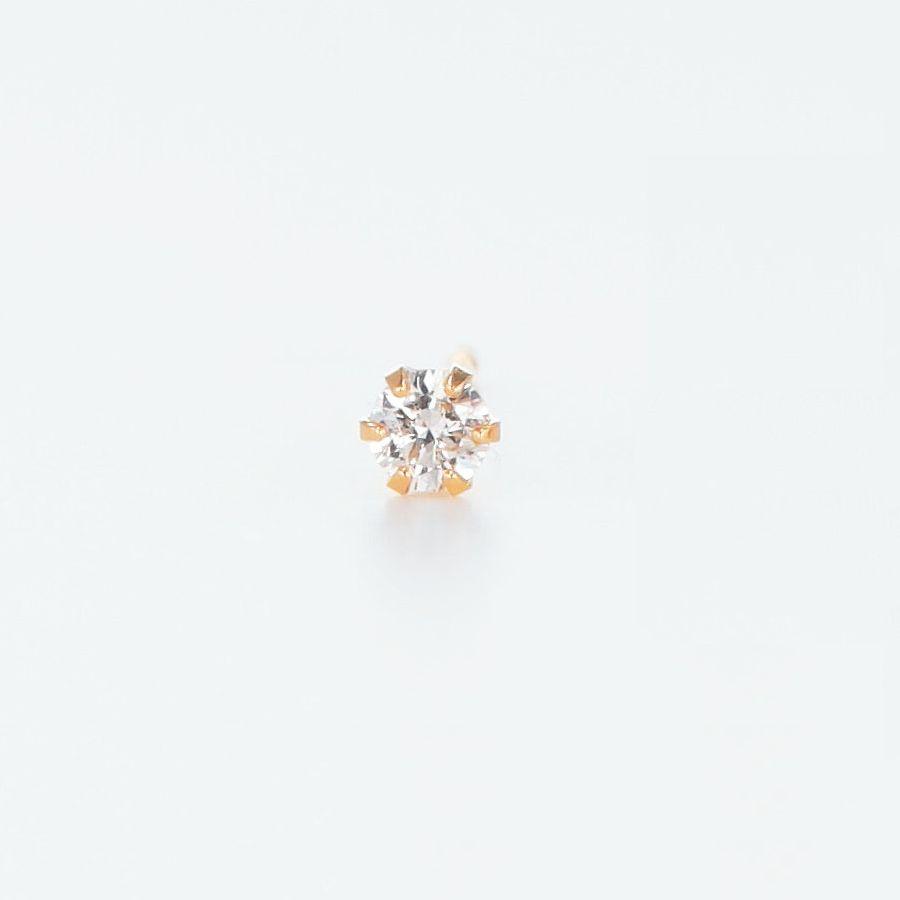 ダイヤモンド ピアス 片耳 レディース K18 イエローゴールド ピンクゴールド 一粒 0.08カラット 18金 ダイヤモンド シンプル 普段使い 記念日 誕生日 プレゼント | PG（ファッション） | 03