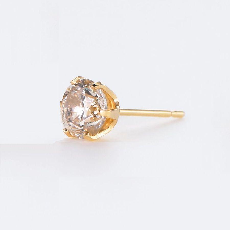 ダイヤモンド ピアス 片耳 一粒 ダイヤピアス K18 0.4カラット ハート＆キューピッドダイヤモンド鑑別カード付き 50代 40代 イエロー 記念日 誕生日 プレゼント | DAIYA（ゴルフ用品、日用品） | 03