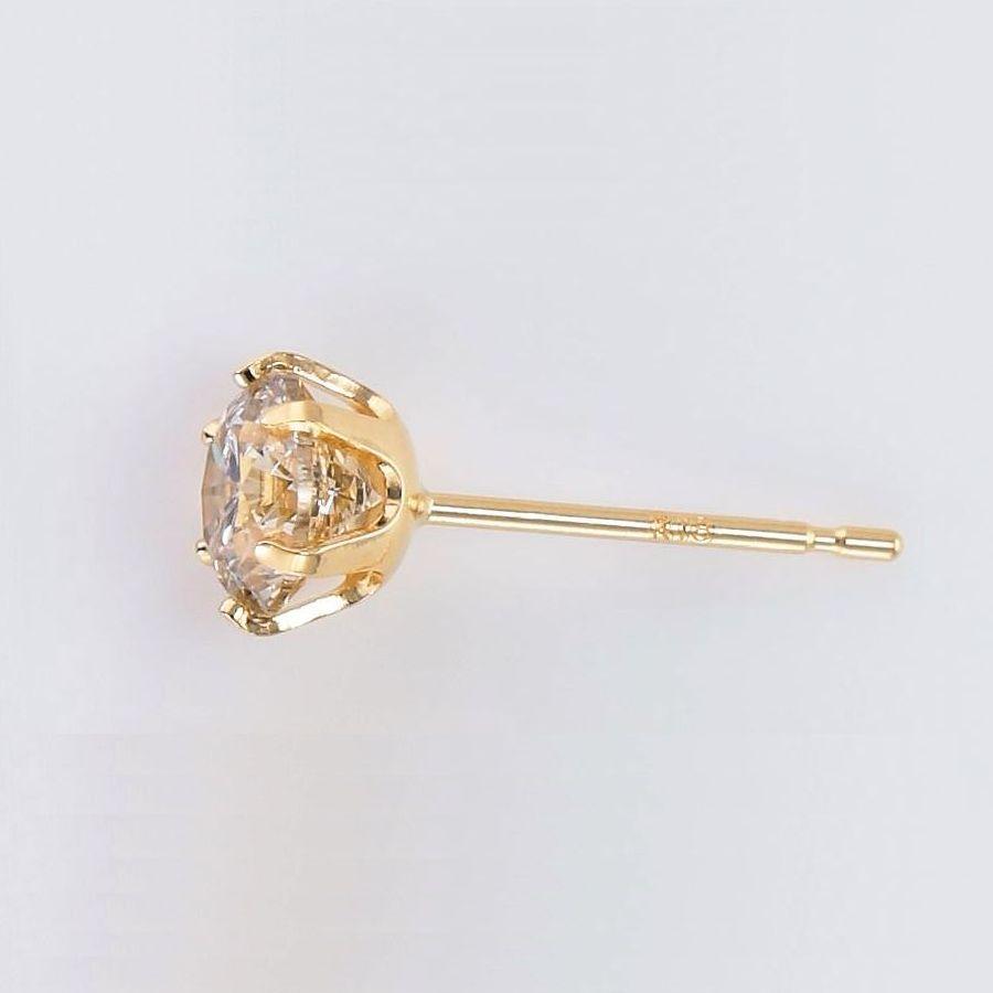 ダイヤモンド ピアス 片耳 一粒 ダイヤピアス K18 0.4カラット ハート＆キューピッドダイヤモンド鑑別カード付き 50代 40代 イエロー 記念日 誕生日 プレゼント | DAIYA（ゴルフ用品、日用品） | 04