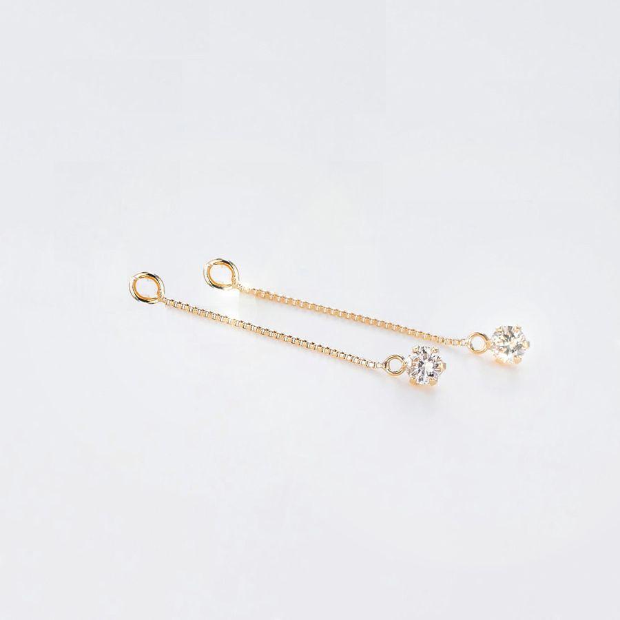 ダイヤモンド ピアス チャーム プラチナ K18 イエローゴールド 片耳用  0.05カラット 0.06カラット 取り外し可能 普段使い 記念日 誕生日 プレゼント | DAIYA（ゴルフ用品、日用品） | 02