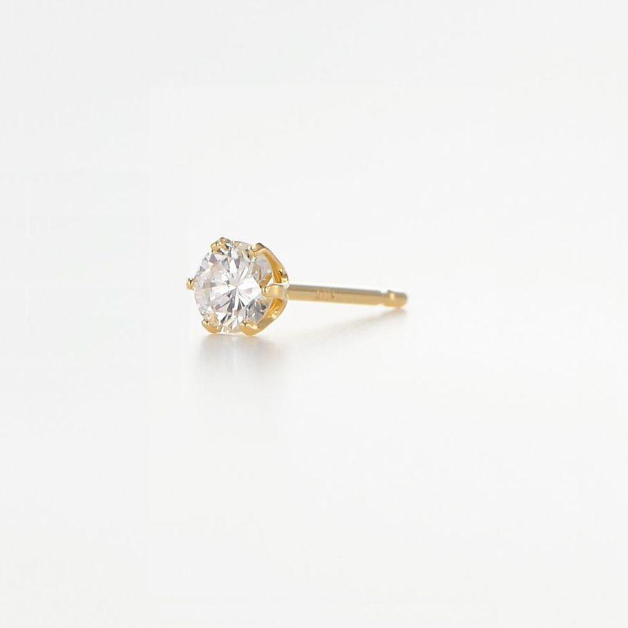 ダイヤモンド ピアス 片耳用 一粒 K18 イエローゴールド 0.121ct 0.125ct Dカラー ハート＆キューピッドダイヤモンド鑑別カード付き Excellenntカット | DAIYA（ゴルフ用品、日用品） | 03