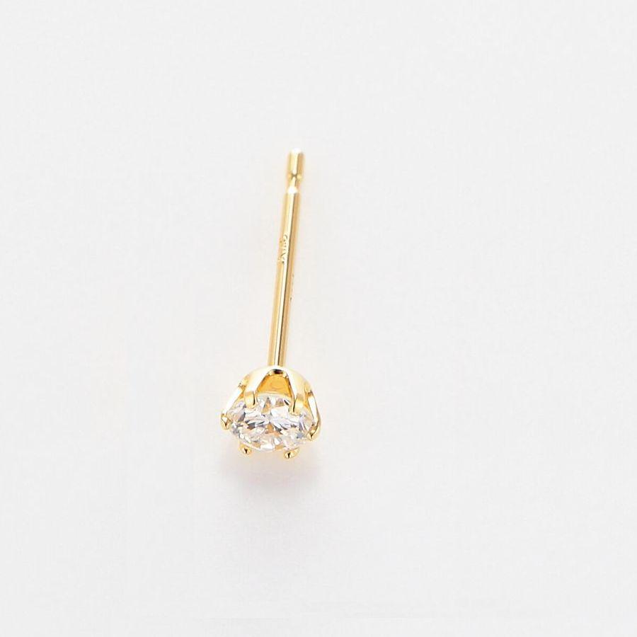 ダイヤモンド ピアス 片耳用 一粒 K18 イエローゴールド 0.121ct 0.125ct Dカラー ハート＆キューピッドダイヤモンド鑑別カード付き Excellenntカット | DAIYA（ゴルフ用品、日用品） | 04