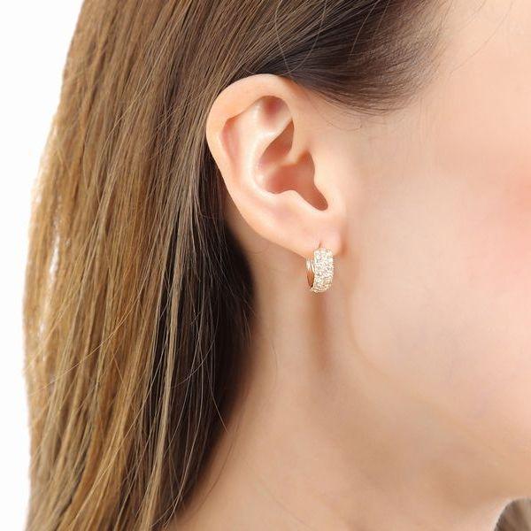 ダイヤモンド ピアス K18 パヴェ 1.0カラット レディース 50代 40代