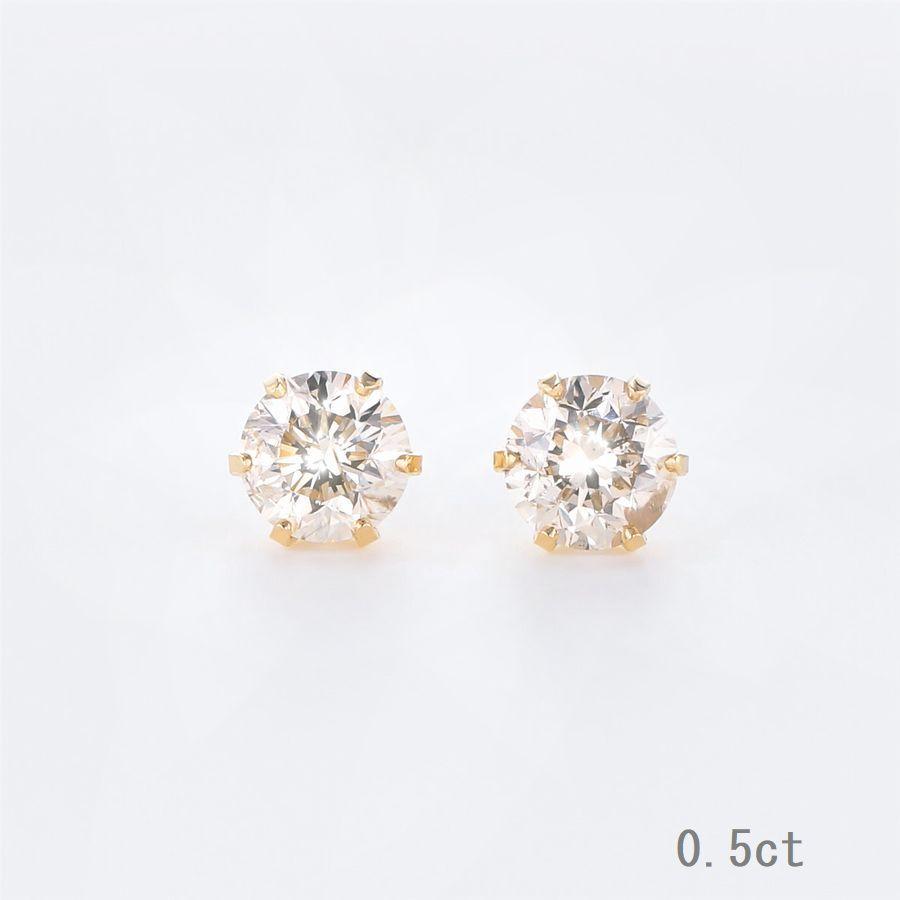 ダイヤモンド ピアス 一粒 K18 0.5カラット レディース ダイヤピアス 50代 40代 18金 イエロー ピンク 記念日 誕生日 プレゼント | DAIYA（ゴルフ用品、日用品） | 02