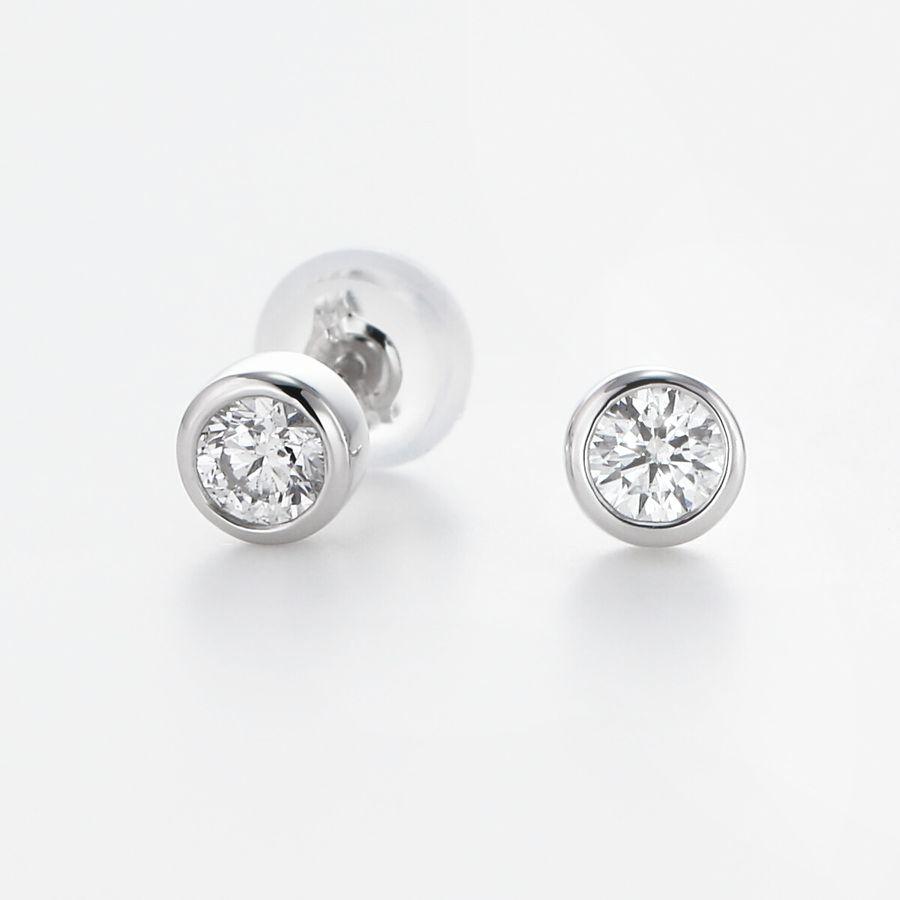 プラチナ Pt900 ダイヤモンド ピアス 計0.244〜0.354ct Dカラー VS Excellent ふせ込み 一粒 スタッド 4C鑑定カード付 | DAIYA（ゴルフ用品、日用品） | 02
