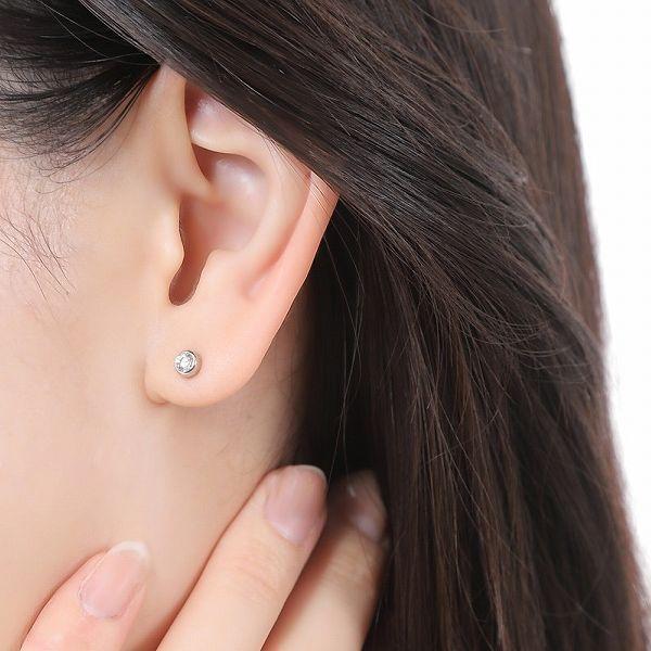 ダイヤモンド ピアス 片耳用 プラチナ Pt900 一粒 ふせ込み スタッド 0.144ct/0.146ct Dカラー VS1 Excellent 4C鑑定カード ソーティング付 | DAIYA（ゴルフ用品、日用品） | 12