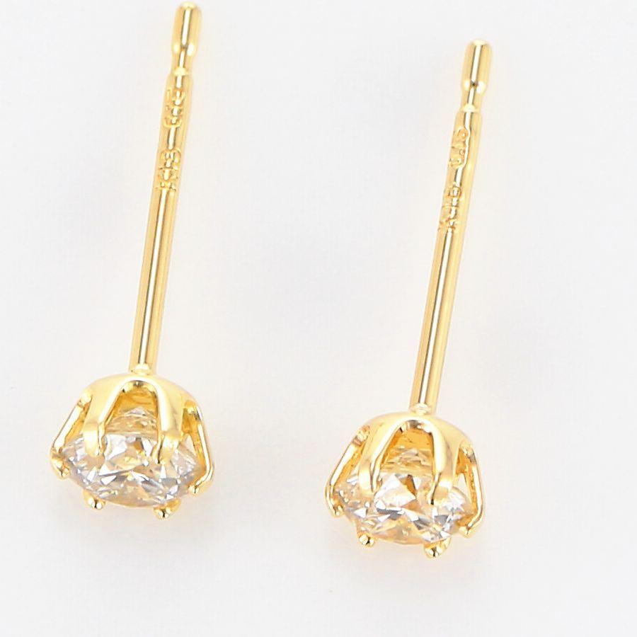 一粒ダイヤモンド ピアス 両耳用 計0.3ct プラチナ900/K18イエローゴールド 選べる地金 スタッド ダブルロックキャッチ | DAIYA（ゴルフ用品、日用品） | 05