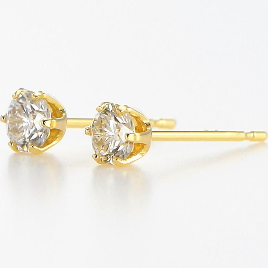 一粒ダイヤモンド ピアス 両耳用 計0.3ct プラチナ900/K18イエローゴールド 選べる地金 スタッド ダブルロックキャッチ | DAIYA（ゴルフ用品、日用品） | 04