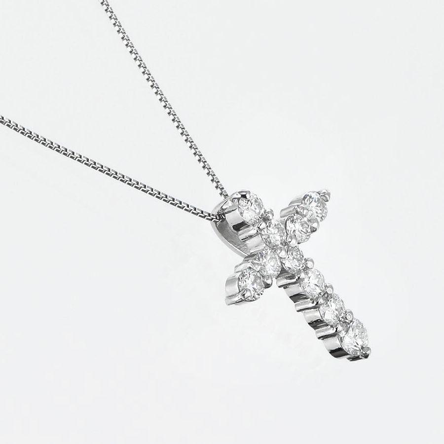 ダイヤモンド ネックレス クロス プラチナ 0.3カラット レディース