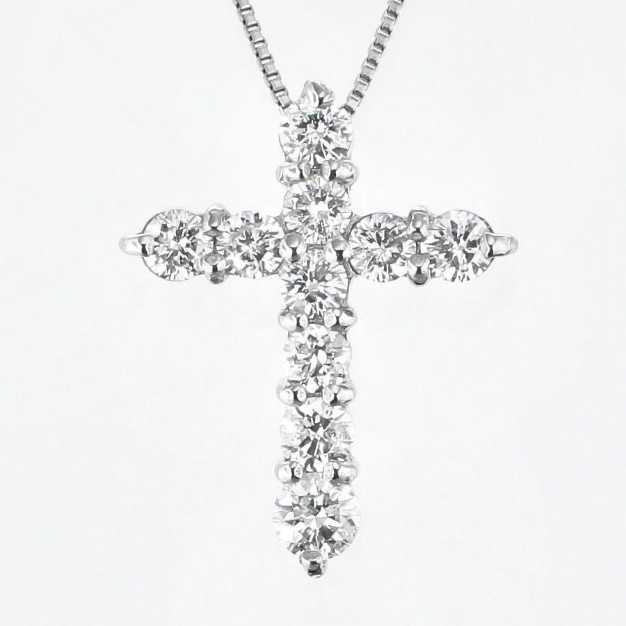 ダイヤモンド ネックレス クロス プラチナ 0.3カラット レディース