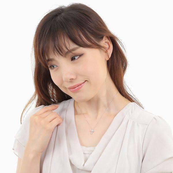 ダイヤモンド ネックレス クロス プラチナ 0.3カラット