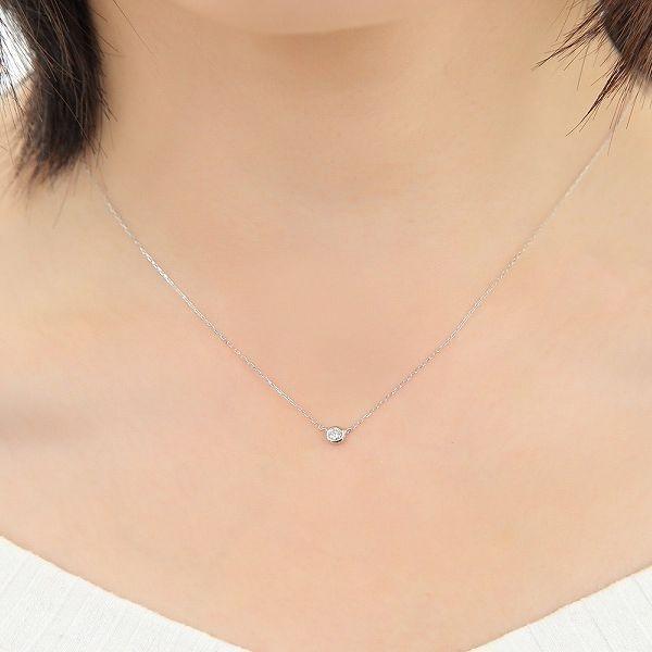 ダイヤモンド ネックレス 一粒 18金 プラチナ レディース 50代 40代 ダイヤネックレス シンプル 普段使い 記念日 誕生日 プレゼントの画像