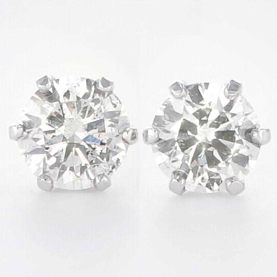 ダイヤモンド ピアス 一粒 プラチナ トータル1.00ctup 鑑別カード付 レディース 光沢手提げ袋 50代 40代 シンプル 普段使い 記念日 誕生日 プレゼント | DAIYA（ゴルフ用品、日用品） | 01