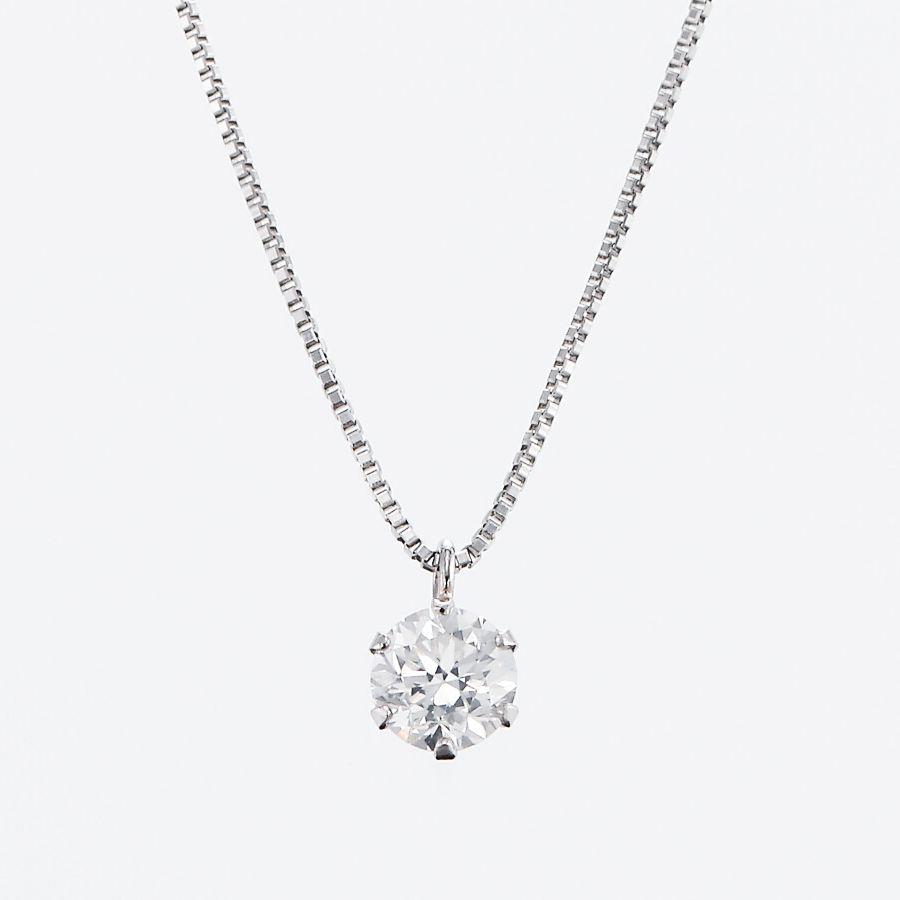 ダイヤモンド ネックレス 一粒 プラチナ 4Cダイヤモンド鑑定付