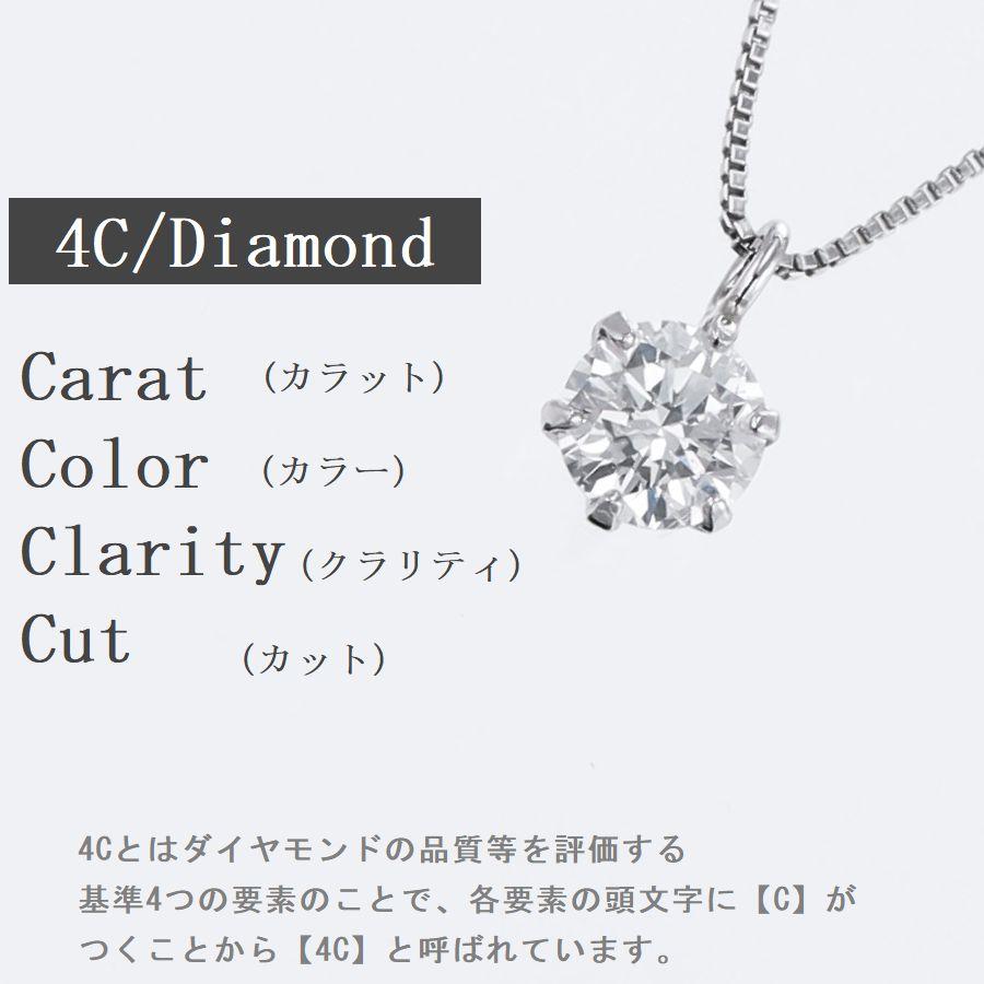 ダイヤモンド ネックレス 一粒 プラチナ 4Cダイヤモンド鑑定付 0.3 