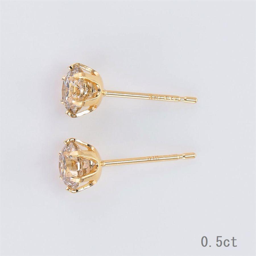 ダイヤモンド ピアス 一粒 K18イエローゴールド ハート＆キューピッドダイヤモンド鑑別カード付き レディース 0.5カラット ダイヤピアス 50代 40代 |  | 03