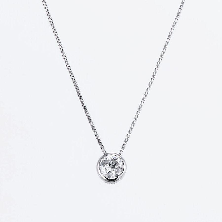 プラチナ 一粒 ダイヤモンド ネックレス 0.1ct ふせ込み H&C鑑別カード