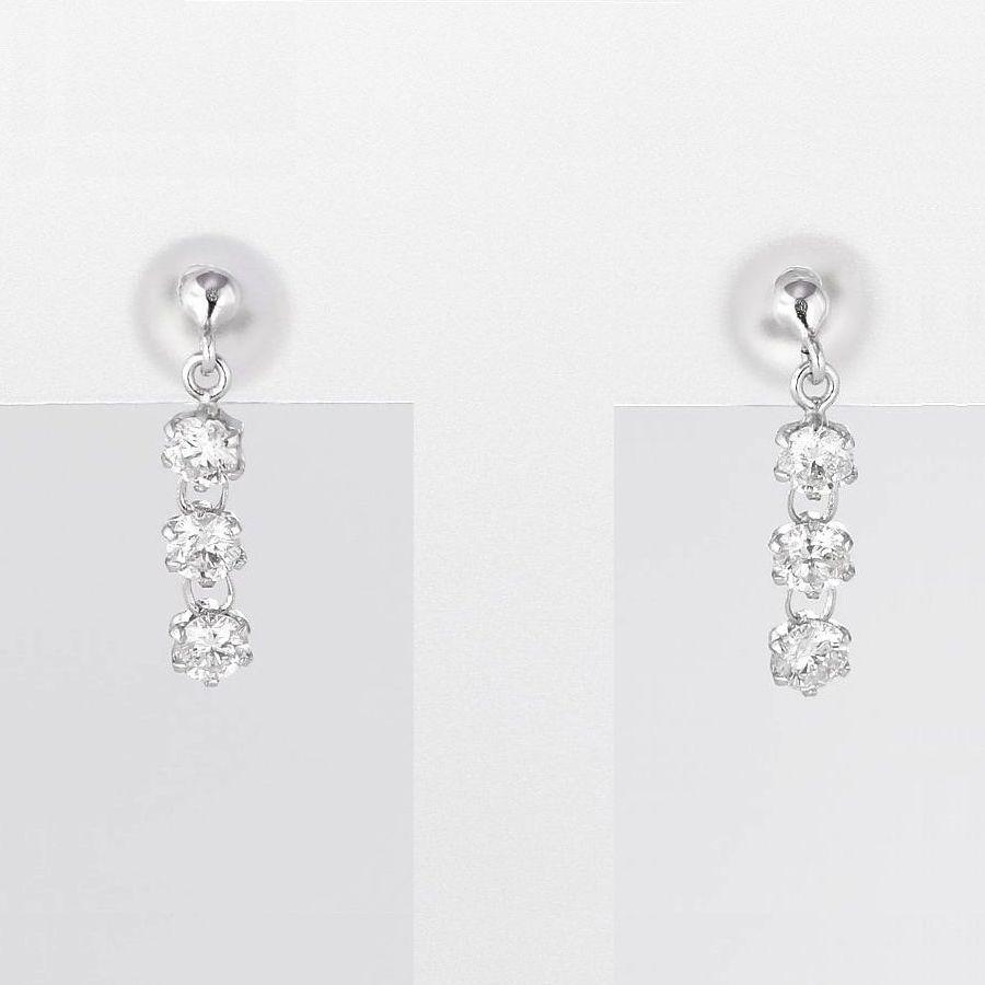 ダイヤモンド ピアス プラチナ ハート＆キューピッドダイヤモンド鑑別カード付き 0.5カラット レディース ダイヤピアス スリーストーン 50代 40代 | DAIYA（ゴルフ用品、日用品） | 01