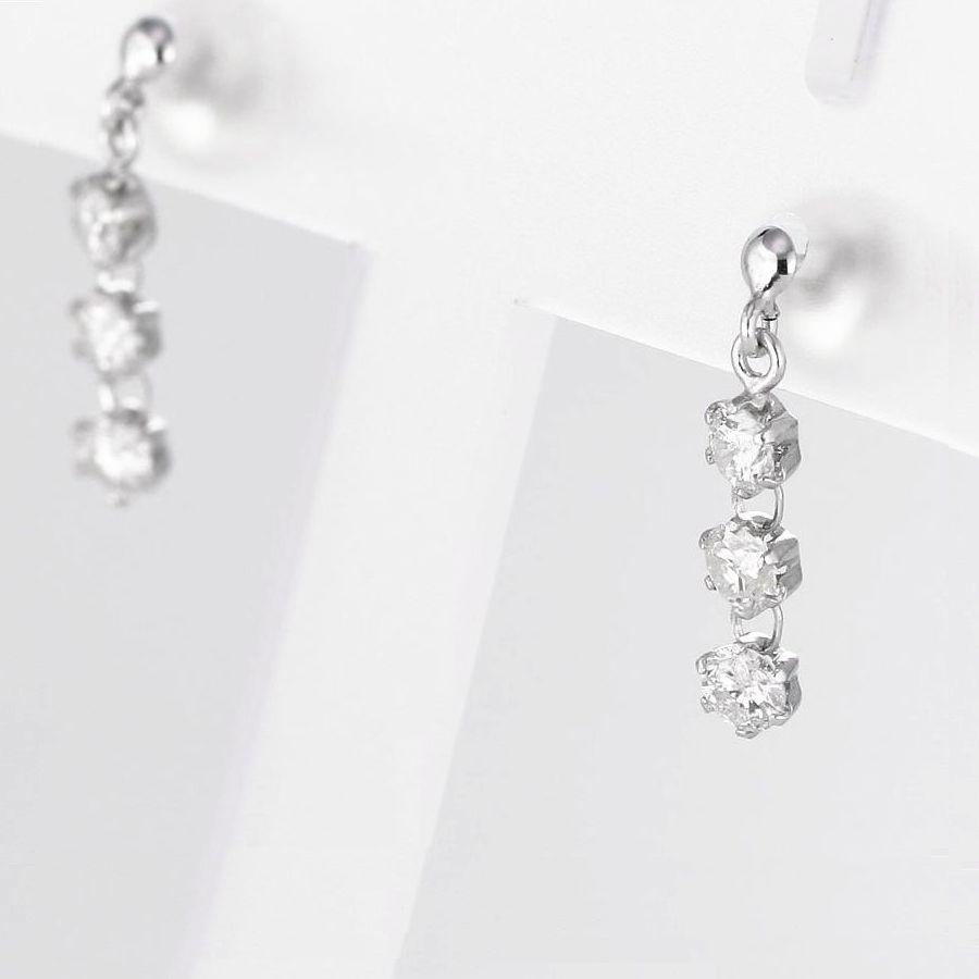 ダイヤモンド ピアス プラチナ ハート＆キューピッドダイヤモンド鑑別カード付き 0.5カラット レディース ダイヤピアス スリーストーン 50代 40代 | DAIYA（ゴルフ用品、日用品） | 02
