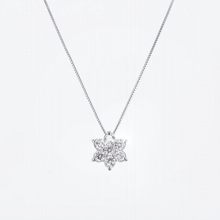 ダイヤモンド ネックレス フラワー プラチナ 0.3カラット ハート＆キューピッドダイヤモンド鑑別カード付き レディース 50代 40代 ダイヤネックレス | DAIYA（ゴルフ用品、日用品） | 01