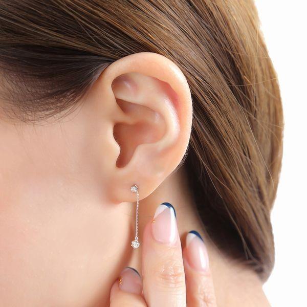 ダイヤモンド ピアス 一粒 プラチナ K18 ハート＆キューピッドダイヤモンド鑑別カード付き 0.18カラット レディース 揺れるピアス 50代 40代 | DAIYA（ゴルフ用品、日用品） | 17