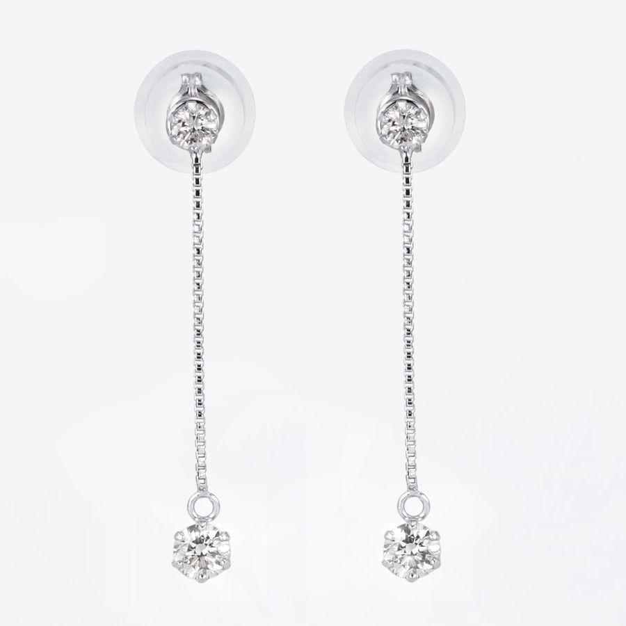 ダイヤモンド ピアス 一粒 プラチナ K18 ハート＆キューピッドダイヤモンド鑑別カード付き 0.18カラット レディース 揺れるピアス 50代 40代 | DAIYA（ゴルフ用品、日用品） | 01