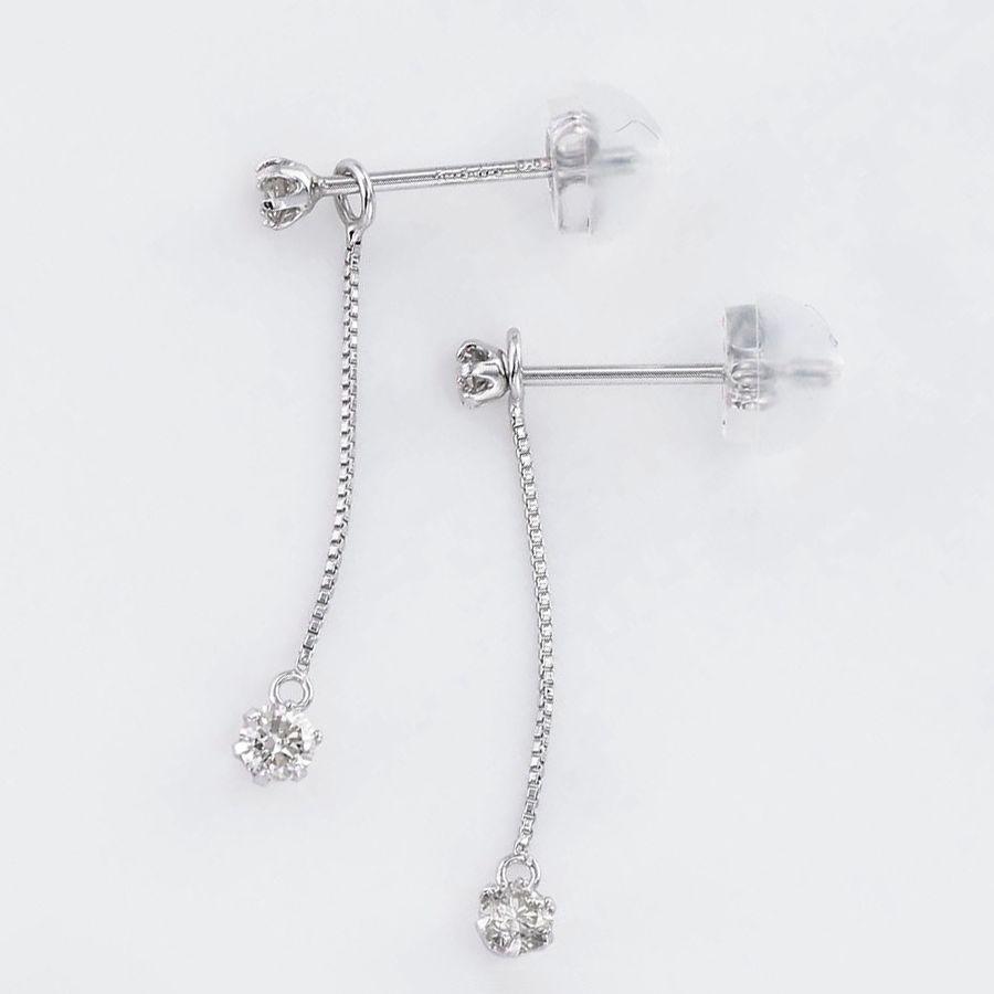 ダイヤモンド ピアス 一粒 プラチナ K18 ハート＆キューピッドダイヤモンド鑑別カード付き 0.18カラット レディース 揺れるピアス 50代 40代 | DAIYA（ゴルフ用品、日用品） | 02