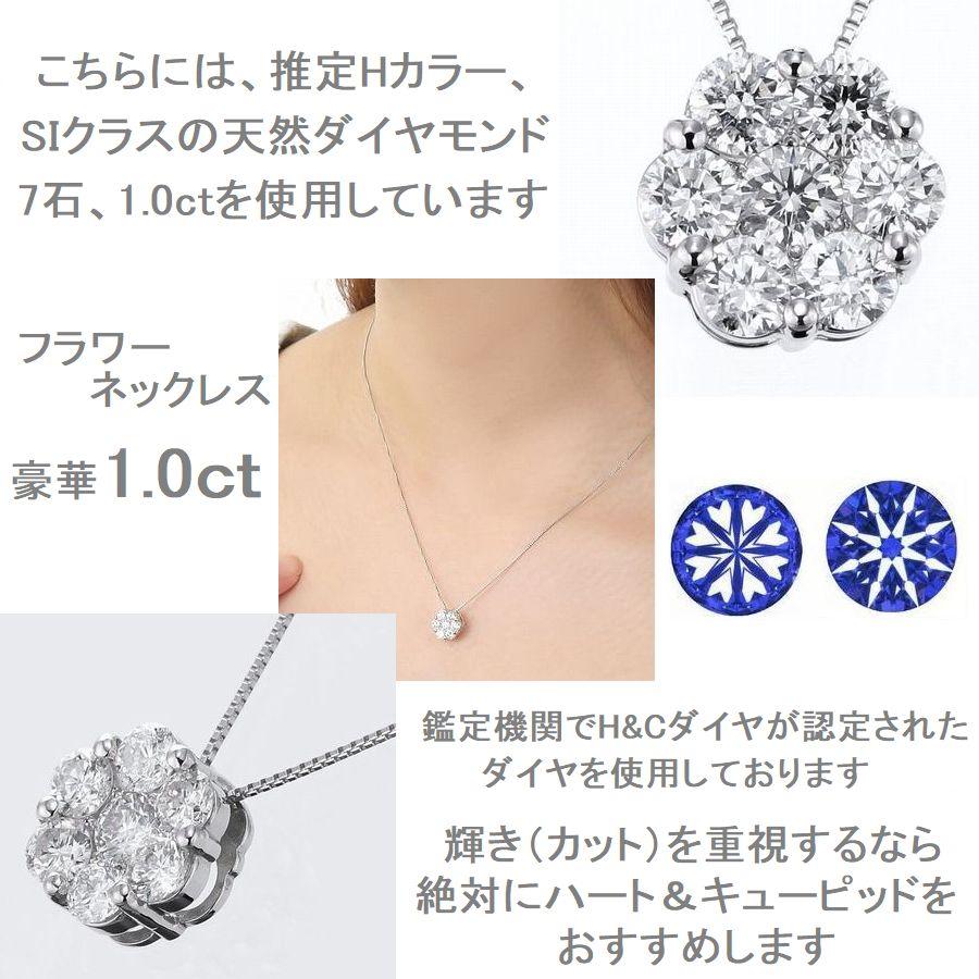 ダイヤモンド ネックレス H＆C鑑別カード付き フラワー プラチナ 1.0カラット 30代 40代 記念日 10年目 プレゼント 人気 | DAIYA（ゴルフ用品、日用品） | 06