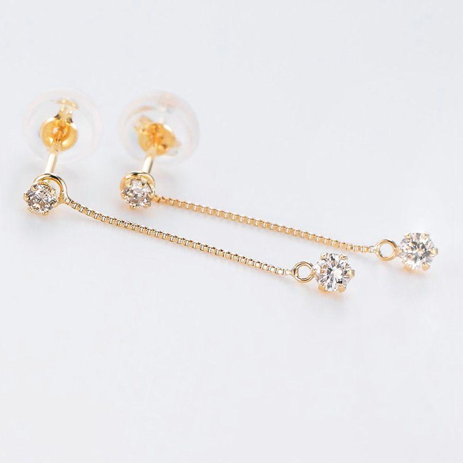 ダイヤモンド ピアス 一粒 プラチナ K18 0.18カラット レディース 揺れるピアス 50代 40代 シンプル 記念日 誕生日 プレゼント | DAIYA（ゴルフ用品、日用品） | 05