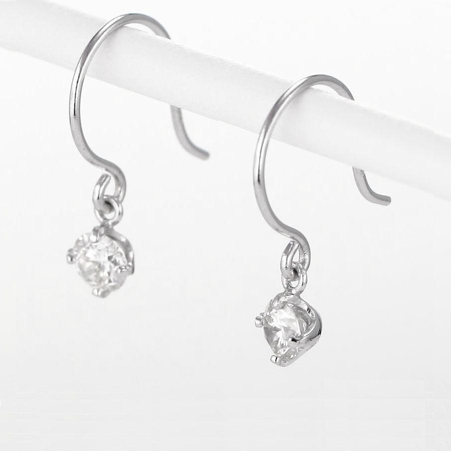 ダイヤモンド ピアス 一粒 プラチナ 0.3カラット レディース フックタイプ ダイヤピアス 50代 40代 普段使い 記念日 誕生日 プレゼント | Si | 02