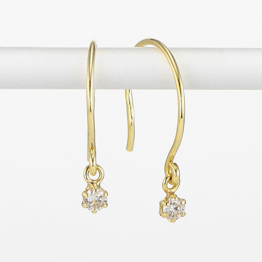 ピアス レディース ダイヤモンド プラチナ K18 YG PG シンプル 一粒 0.06カラット 普段用 揺れるピアス プレゼント 人気 | DAIYA（ゴルフ用品、日用品） | 05