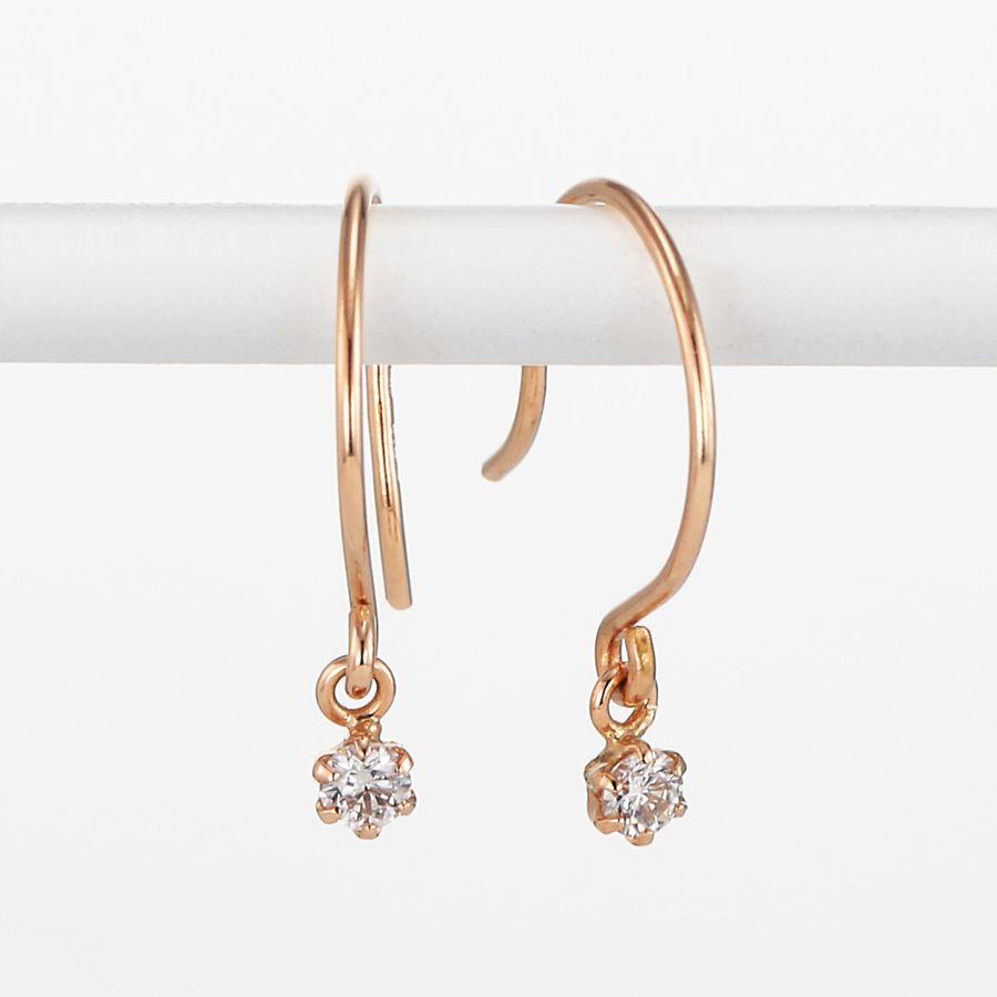 ピアス レディース ダイヤモンド プラチナ K18 YG PG シンプル 一粒 0.06カラット 普段用 揺れるピアス プレゼント 人気 | DAIYA（ゴルフ用品、日用品） | 06