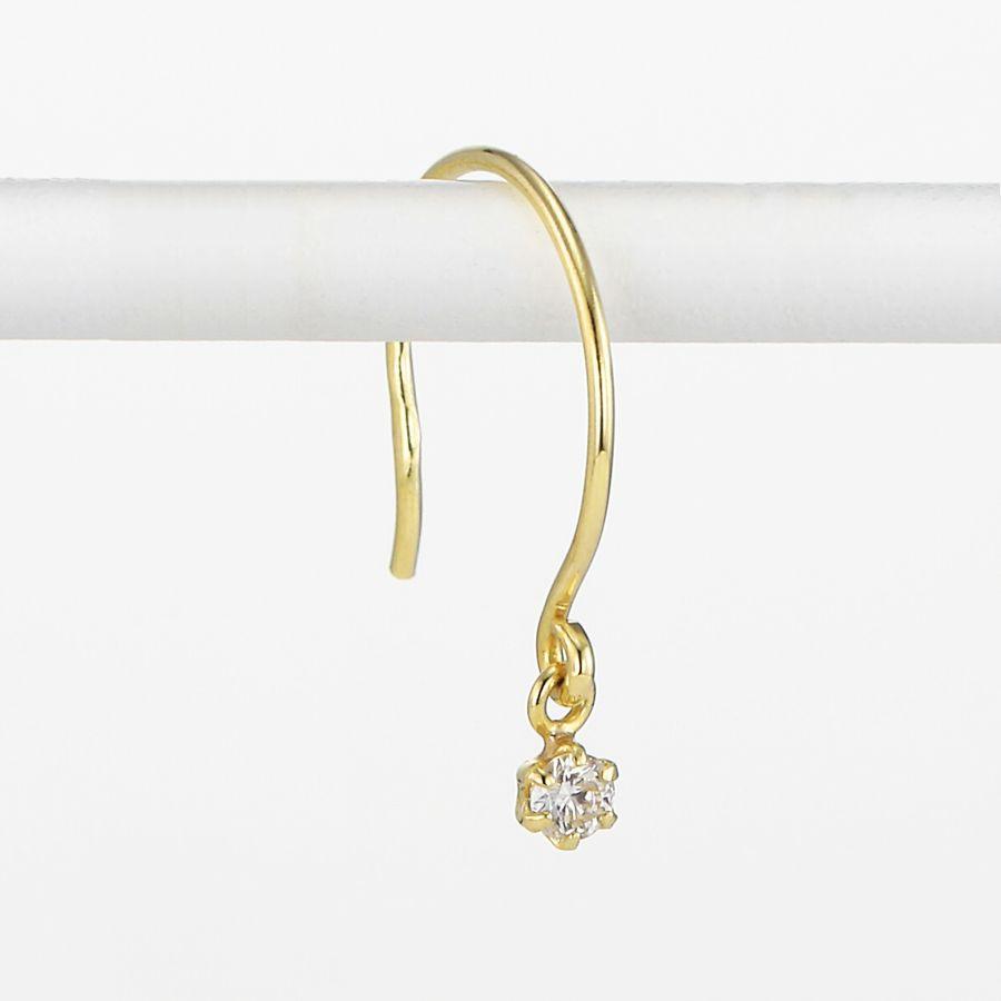 ダイヤモンド ピアス 片耳用 0.02ct PT900 K18 フックピアス 揺れる 一粒 レディース | DAIYA（ゴルフ用品、日用品） | 02