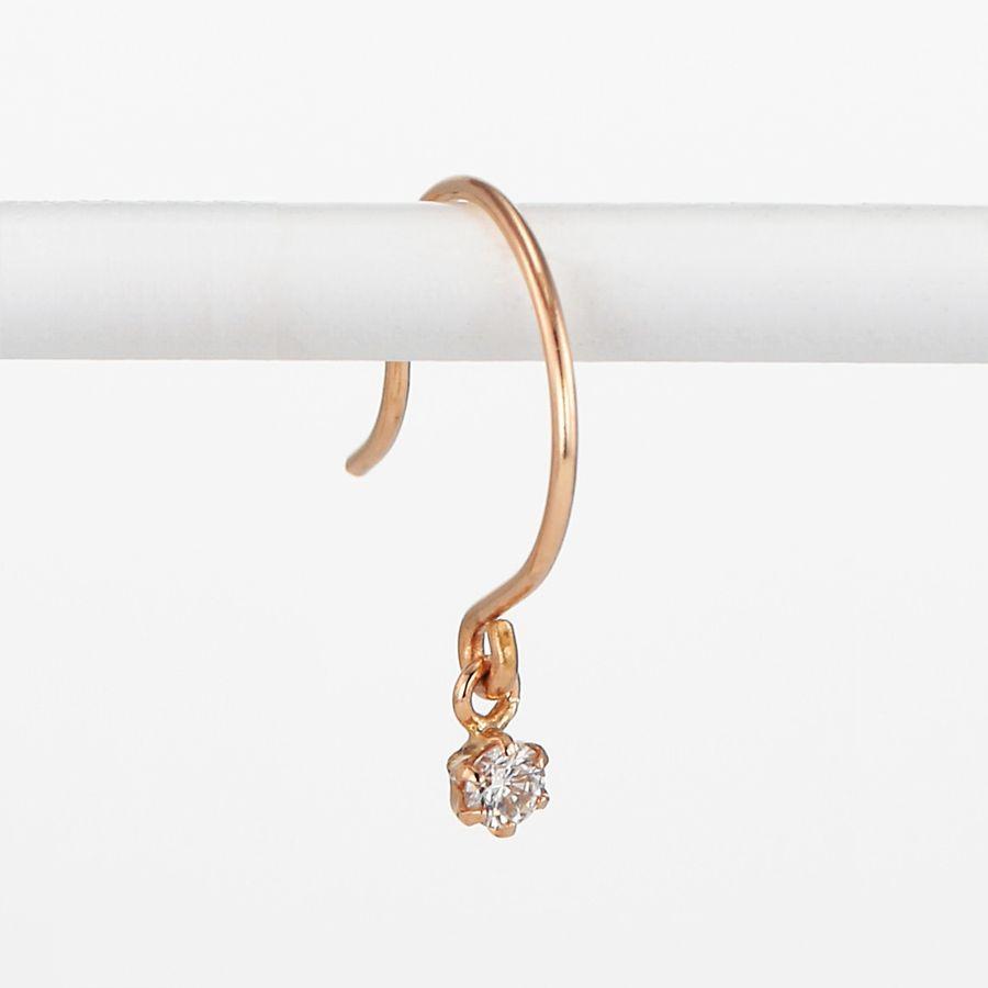 ダイヤモンド ピアス 片耳用 0.02ct PT900 K18 フックピアス 揺れる 一粒 レディース | DAIYA（ゴルフ用品、日用品） | 03