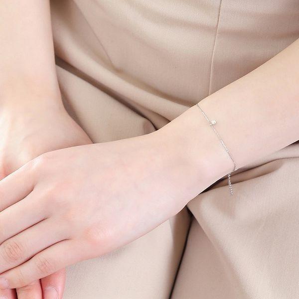 ブレスレット レディース プラチナ ダイヤモンド 50代 40代 30代 一粒0.05カラット 調節可能 普段使い 記念日 誕生日 プレゼント 人気 | DAIYA（ゴルフ用品、日用品） | 09