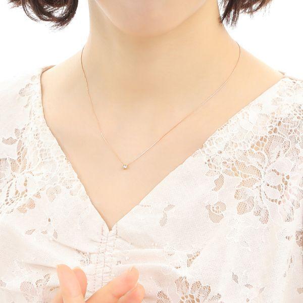 ダイヤモンド ネックレス レディース 18金 プラチナ 一粒 0.08カラット 50代 40代 ダイヤモンド シンプル 記念日 誕生日 プレゼント 人気の画像